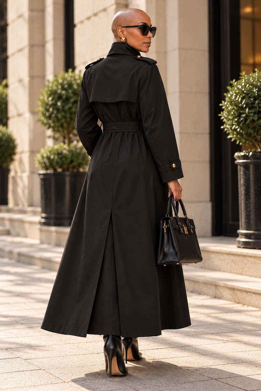 Lange Trenchcoat – Zwart