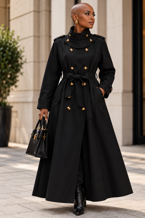 Lange Trenchcoat – Zwart
